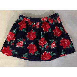 Janie And Jack 6 Blue Rose Skirt Holiday Emerald & Navy Series Christmas Floral